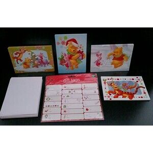 Disney Assorted Holiday Cards Winnie the Pooh & Friends Peel & Stick Gift Tags